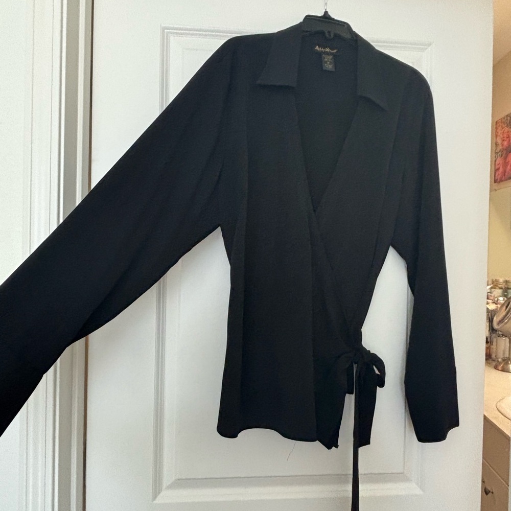 Ashley Stewart Black wrap Top